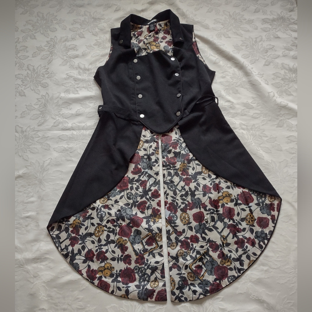 Hot Topic Black Asymmetrical Blouse with Mandarin Collar